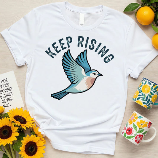 Motivational Bird Graphic (Keep Rising Bluebird Design)