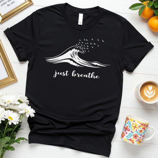 Just Breathe Wave Design (Mindful Positivity Graphic)