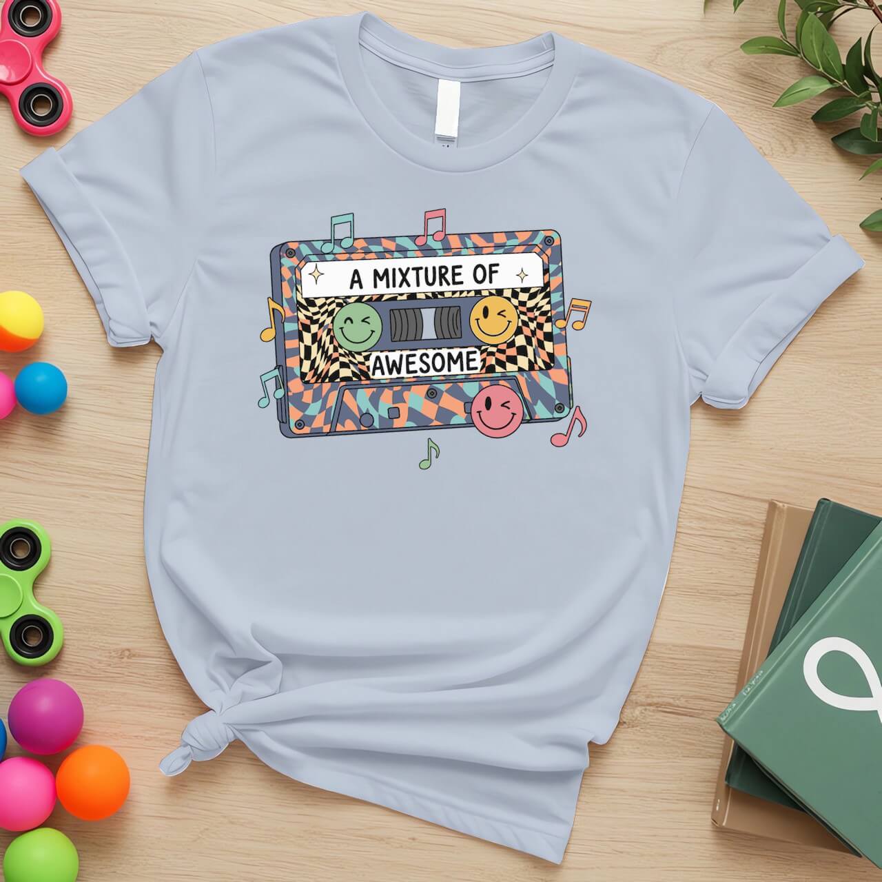 A Mixture of Awesome Autism Acceptance Retro Cassette Design
