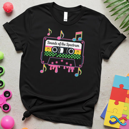Sounds of the Spectrum Autism Acceptance Retro Cassette Design