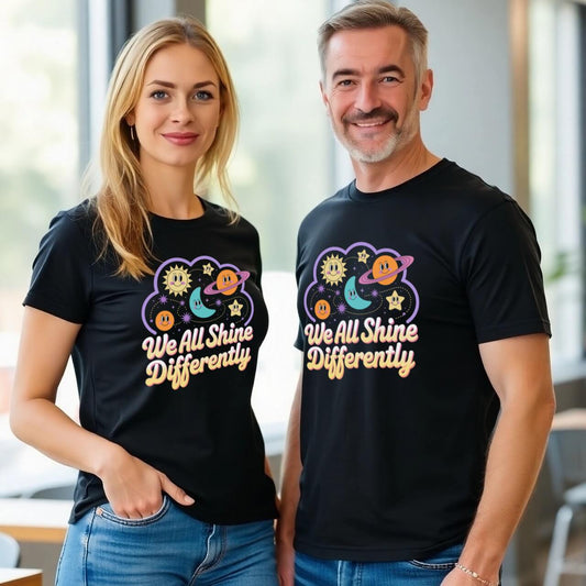We All Shine Differently Autism Awareness Graphic Design