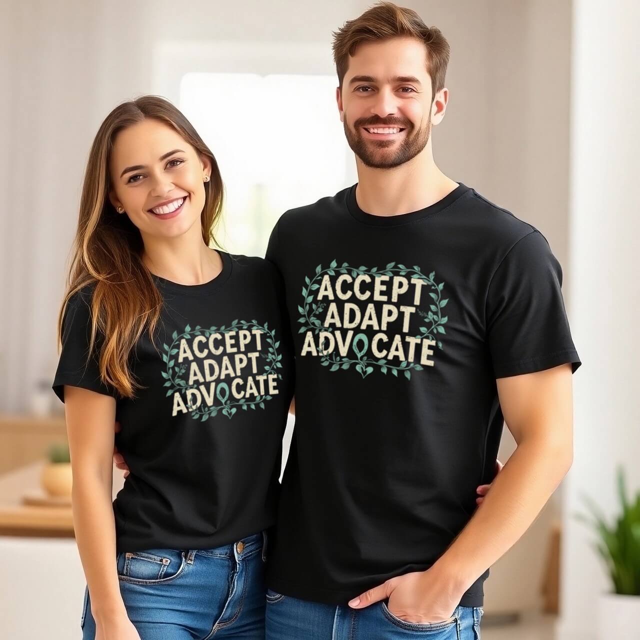 Accept Adapt Advocate Autism Awareness Leaf Frame Design