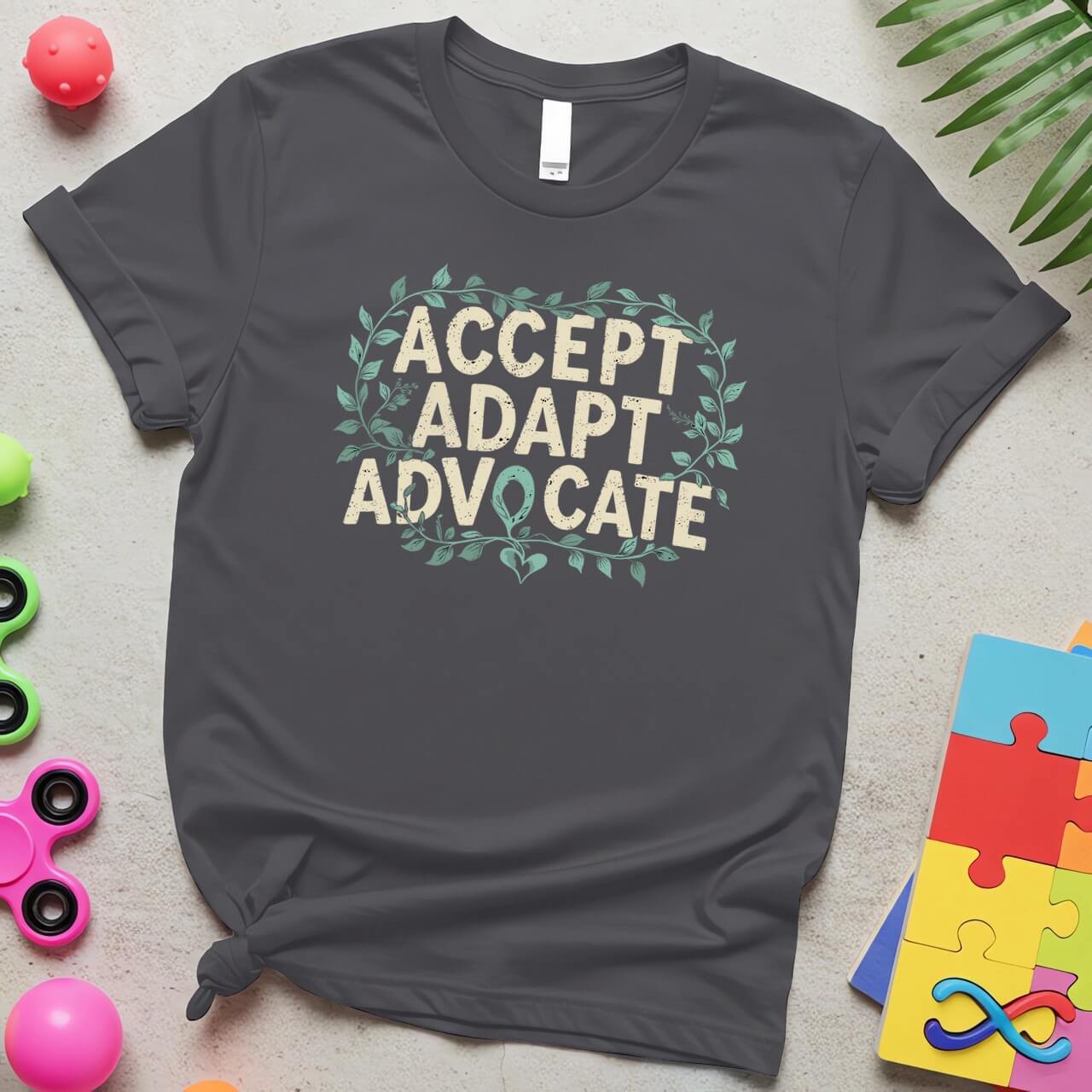 Accept Adapt Advocate Autism Awareness Leaf Frame Design