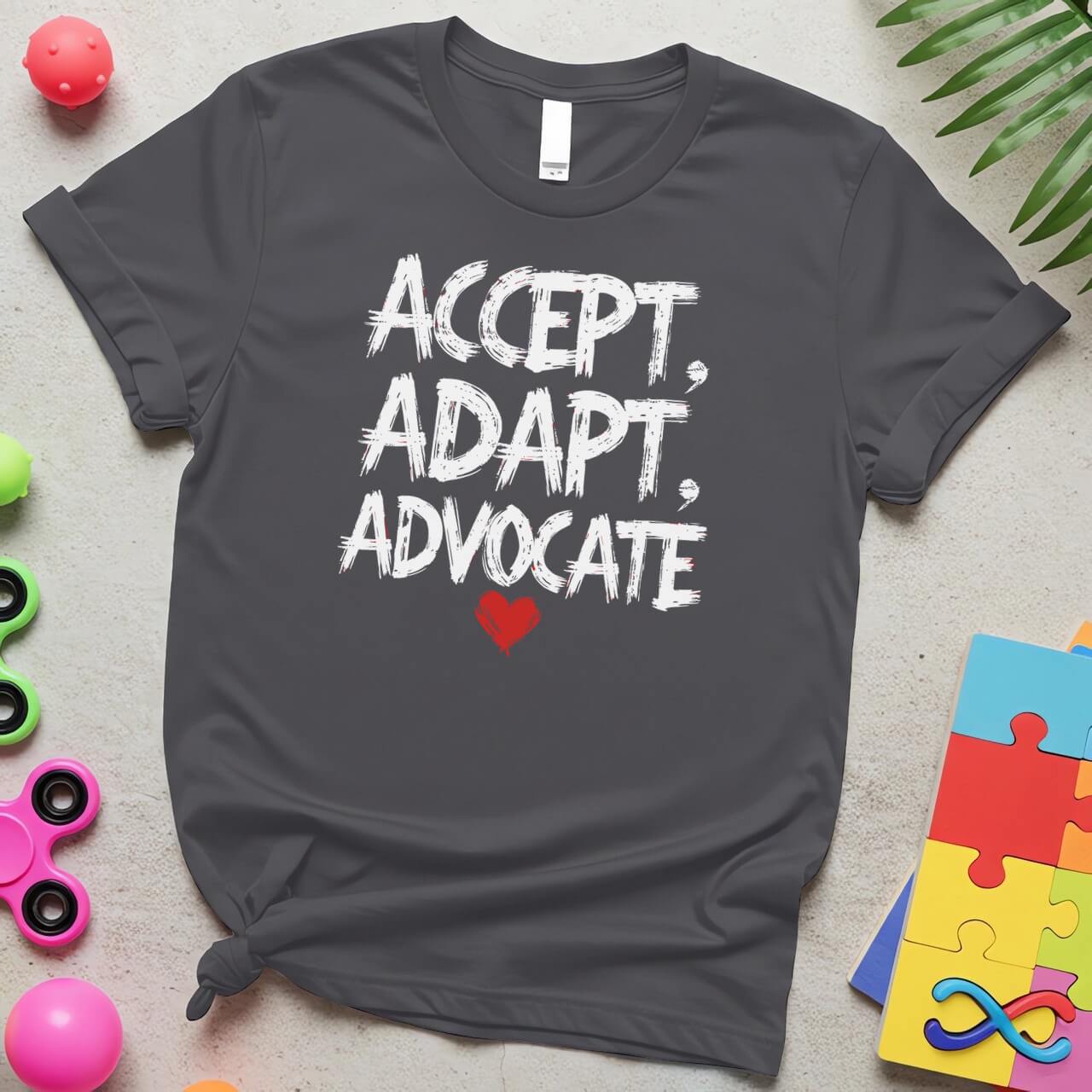 Accept Adapt Advocate Autism Awareness Brush Text Design