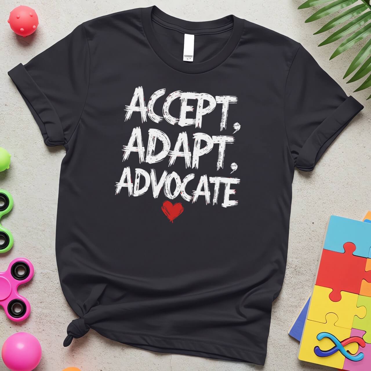 Accept Adapt Advocate Autism Awareness Brush Text Design
