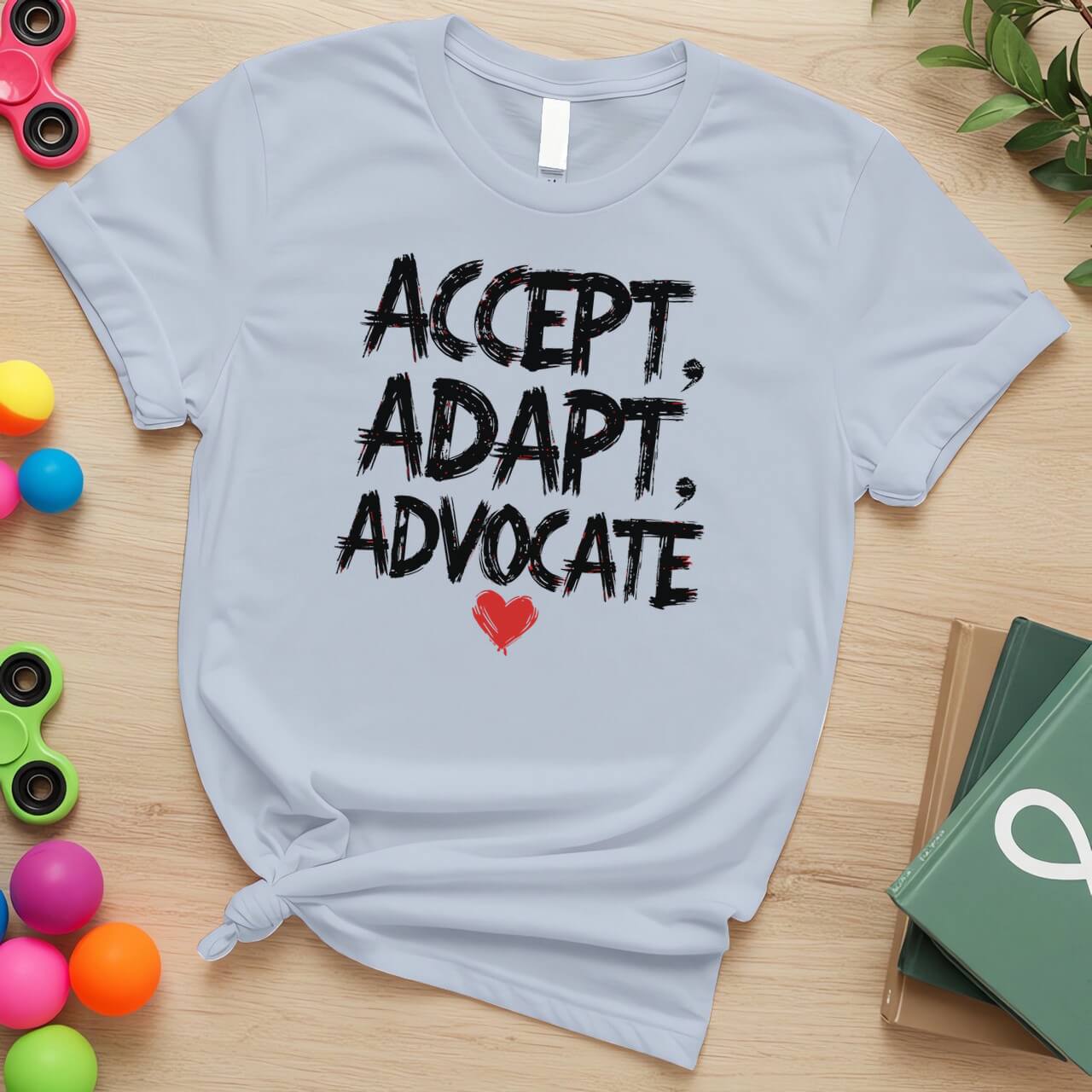 Accept Adapt Advocate Autism Awareness Brush Text Design