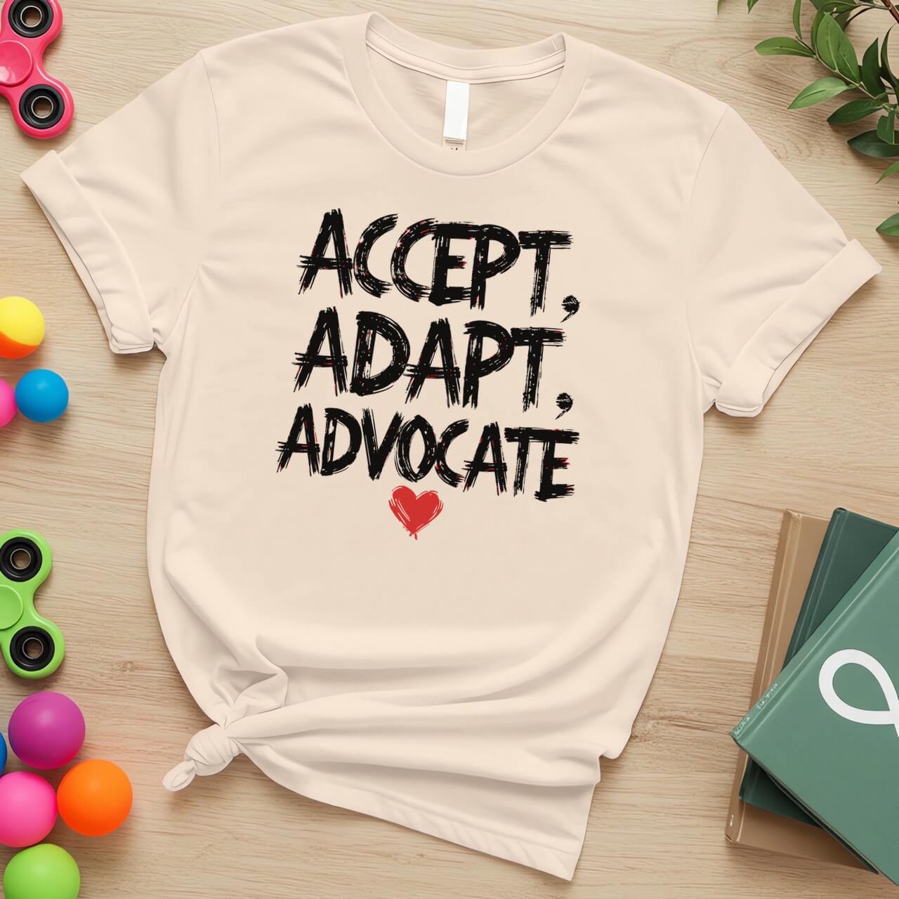Accept Adapt Advocate Autism Awareness Brush Text Design
