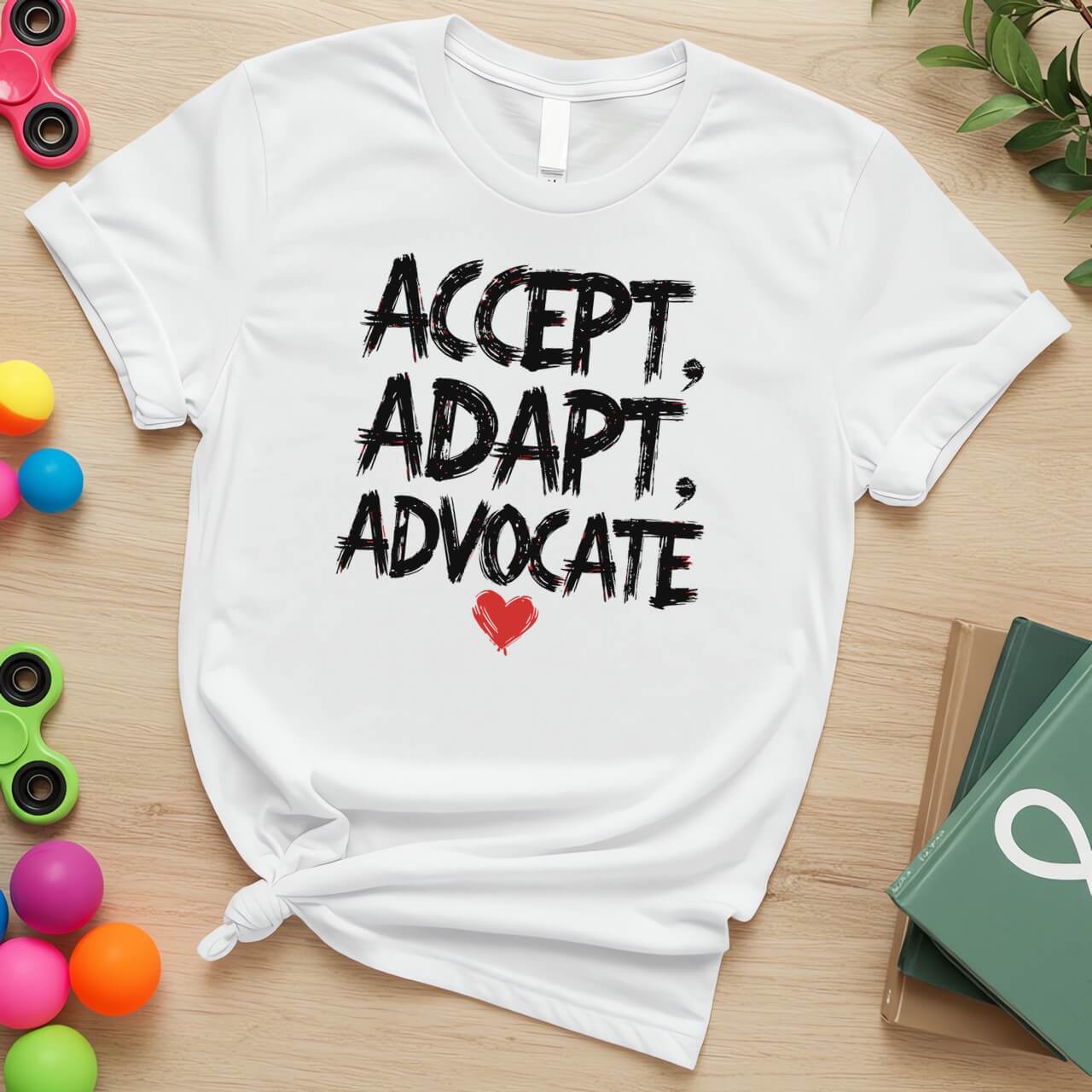 Accept Adapt Advocate Autism Awareness Brush Text Design