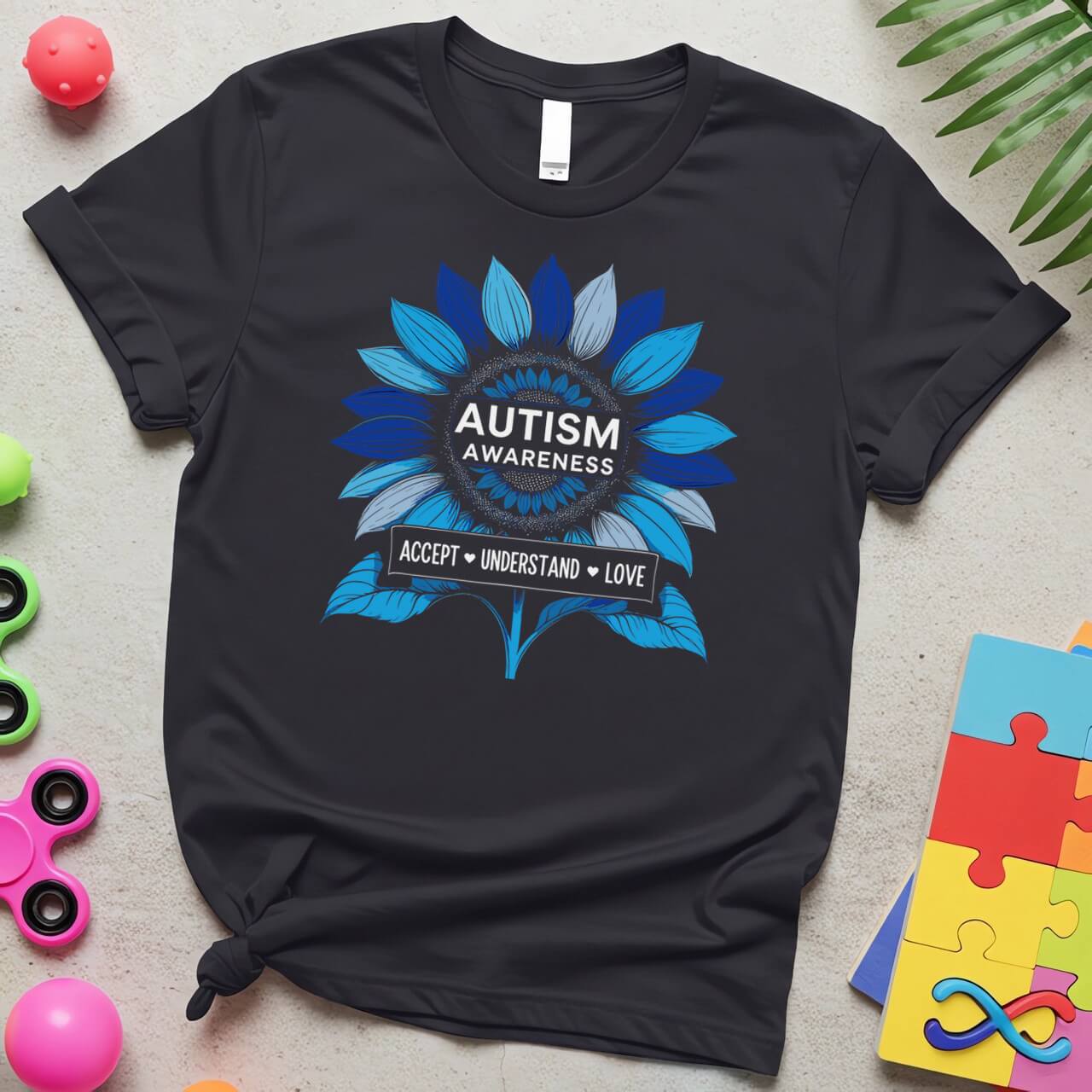 Blue Flower Autism Awareness Accept Understand Love