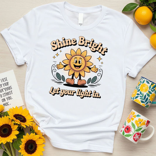 Retro Sunflower Cartoon (Shine Bright Let Your Light In)