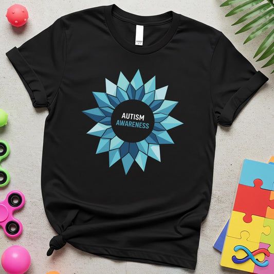 Blue Geometric Flower Autism Awareness Symbol