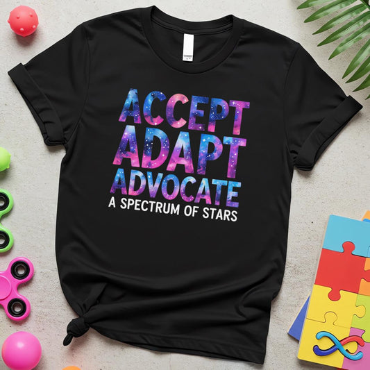 Accept Adapt Advocate Spectrum of Stars Autism Awareness