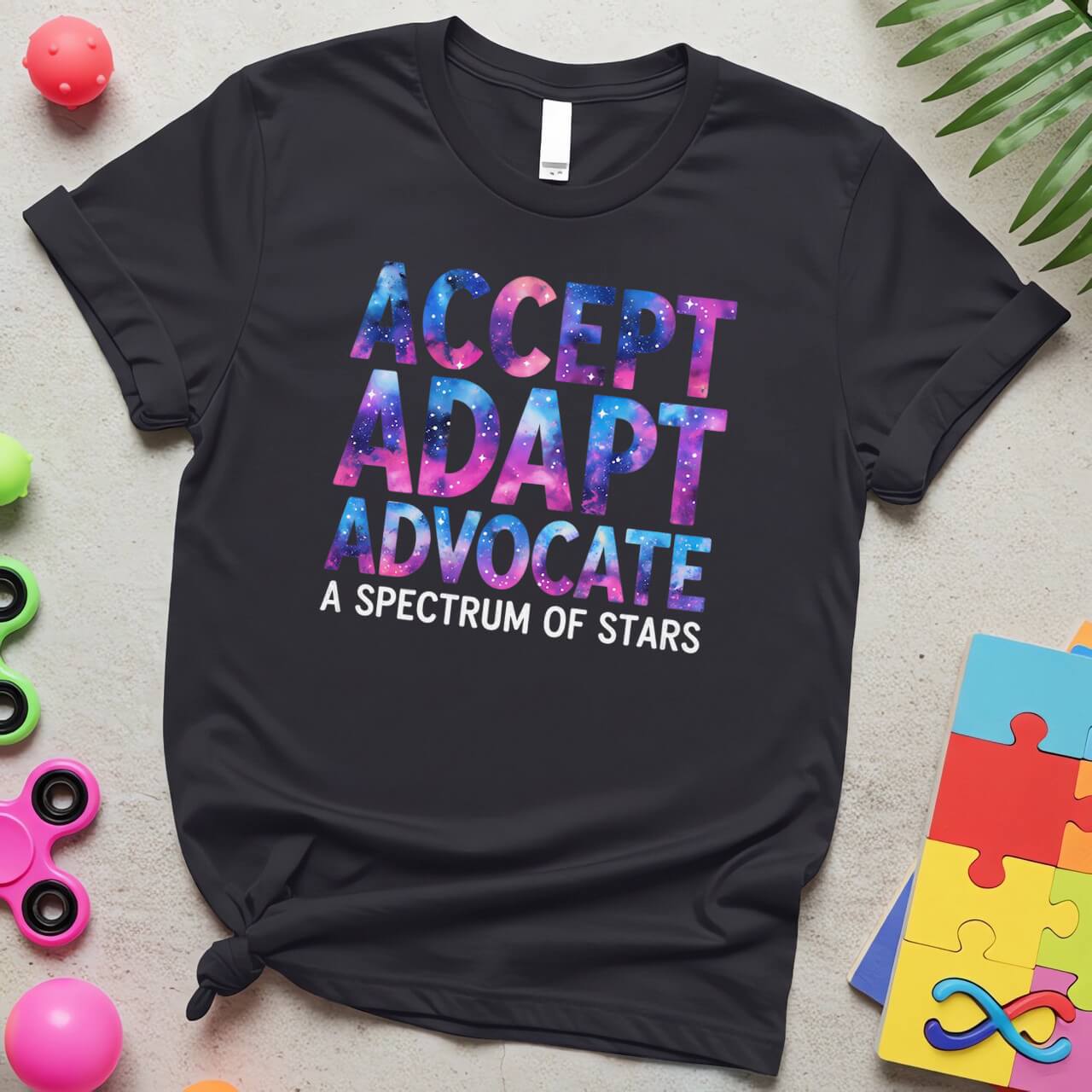 Accept Adapt Advocate Spectrum of Stars Autism Awareness