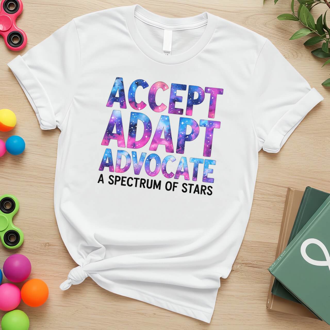 Accept Adapt Advocate Spectrum of Stars Autism Awareness