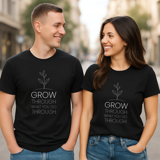 Grow Through What You Go Through (Inspirational Plant Growth Quote Design)