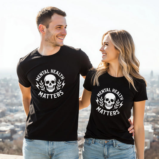 Mental Health Matters (Bold Skull Graphic with Lightning & Laurel)