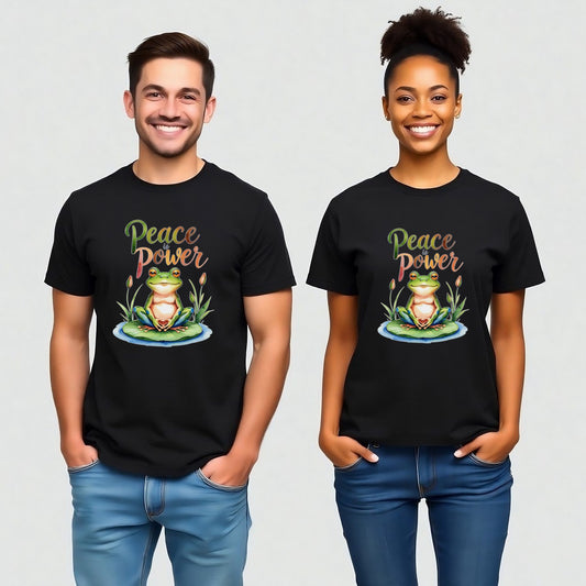 Peace is Power (Meditating Frog Positivity Design)