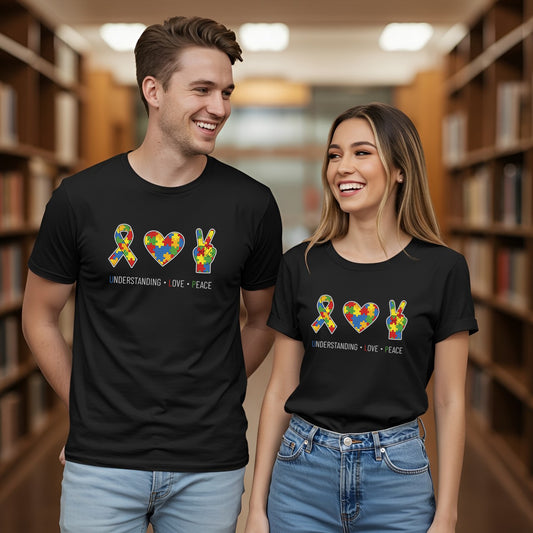 Understanding Love Peace (Puzzle Ribbon, Heart & Peace Sign)