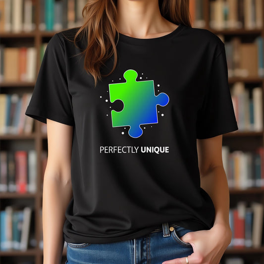 Perfectly Unique (Green & Blue Puzzle Piece Autism Pride Design)