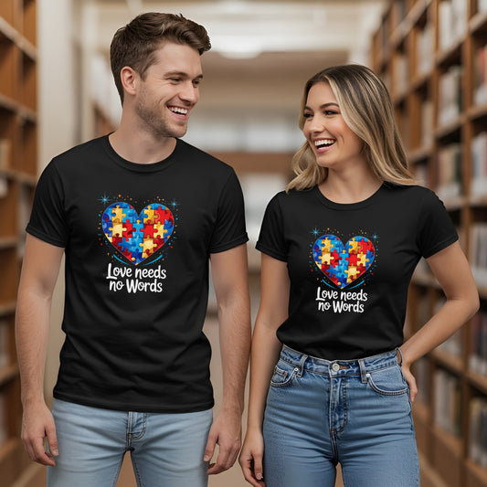Love Needs No Words Autism Support (Classic Puzzle Heart Symbol)
